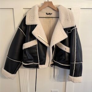Blank NYC Black and Cream Teddy Jacket